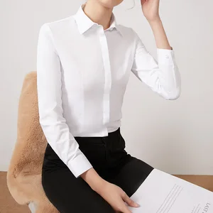 45% Cotton Long Sleeved wrinkle-free Custom Women's Business Casual Office Shirt