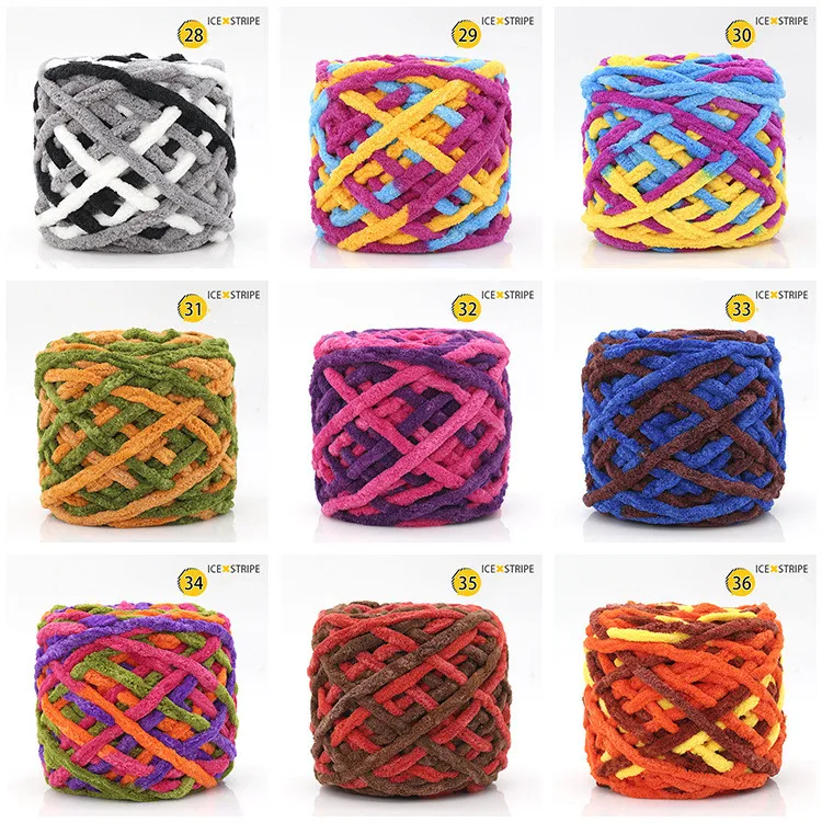 Multi-color Chunky Crochet Yarn Knitting Woven Blanket Core Strip Line ...