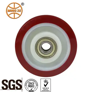 High Grade Red Polyurethane on Nylon Center Caster Wheel Durable Heavy Load European Type for Factory Transportation