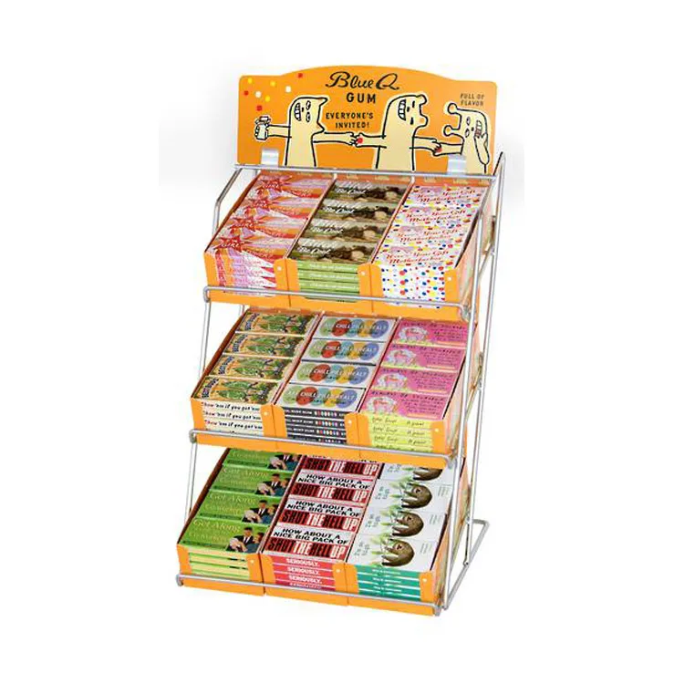 Custom Counter Top Candy Display Rack Metal Wire Desktop Groceries and Snacks Display Stand Racks for Sale