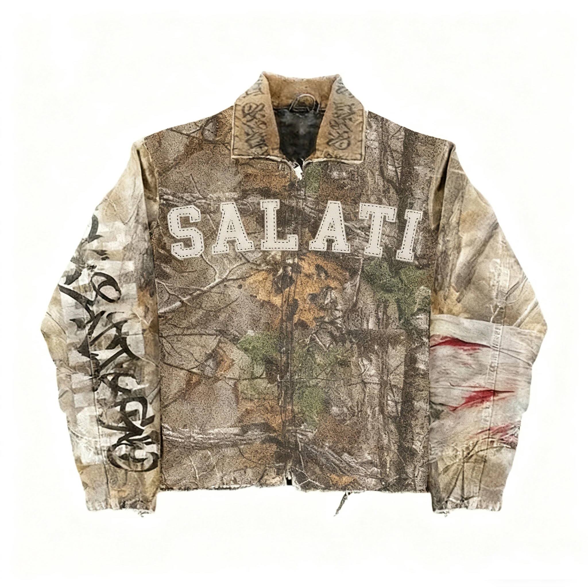 Custom Streetwear Vintage Distresssed Embroidery Men's Denim Jackets Canvas Baggy Zip up Work Jean Jackets Homme gallery 8