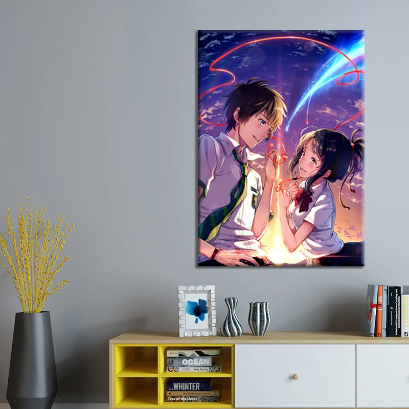 Oem 1 Piece Japanese Cartoon Canvas Painting Home Decorative Paintings  Poster Animation Home Your Name Anime Poster - Buy Anime Beautiful Girl,Anime  Your Name Poster,Living Room Art Product on 