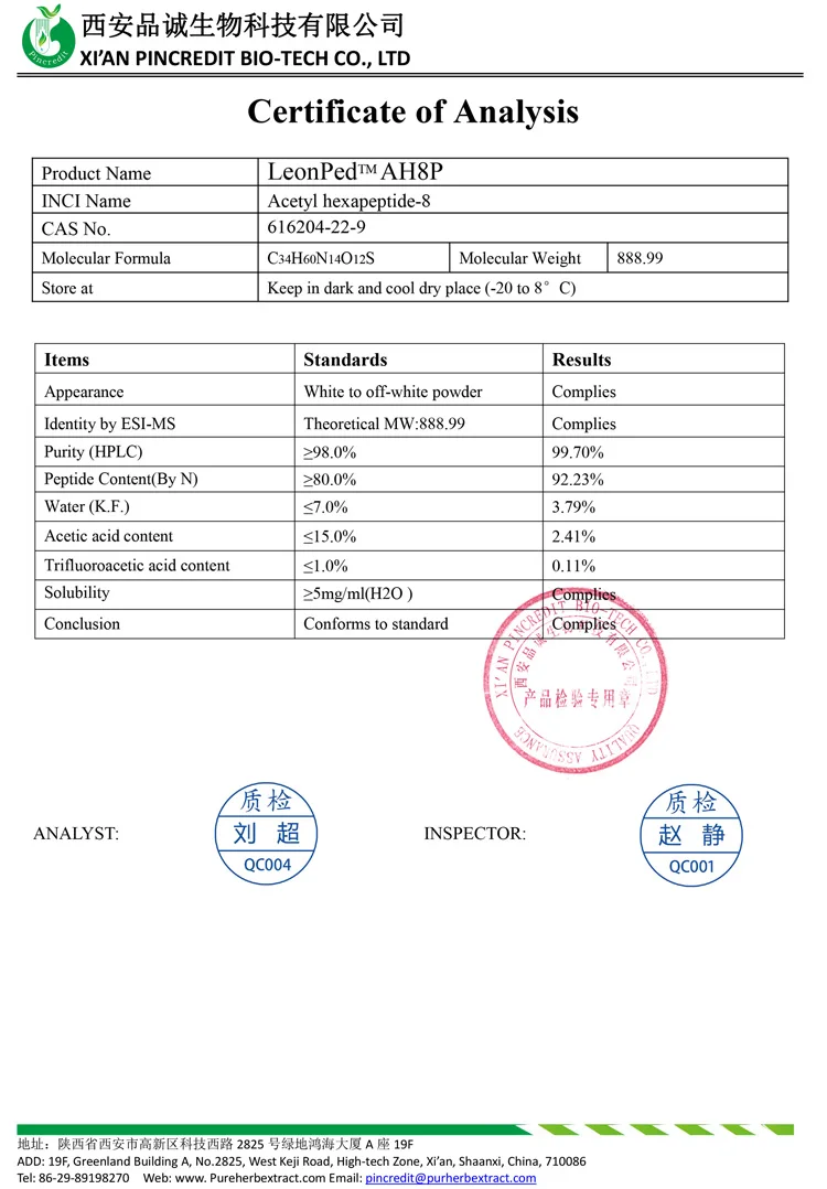 Wholesale Price Bulk Cosmetic Raw Materials Powder Acetyl Hexapeptide8