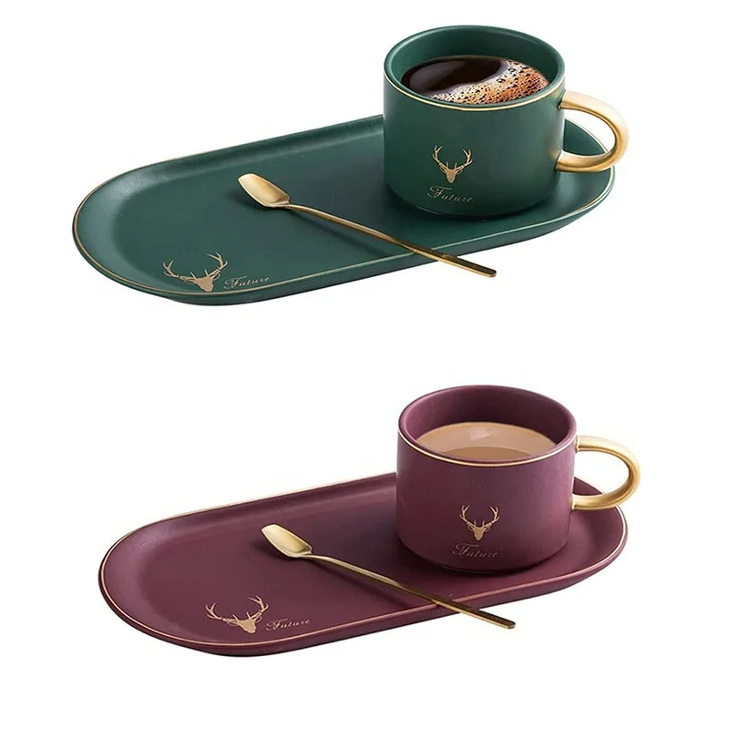 Home Office Use Nordic Style Tea Cups Saucer Set Ceramics Mug Coffee Cup Ceramics Espresso Cups Breakfast Mugs Dessert Plate