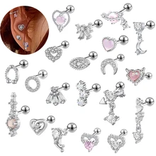 Micro set CZ Zircon stainless Steel Piercing jewelry Copper set Zircon earrings Everyday wear earrings ladies party body jewelry