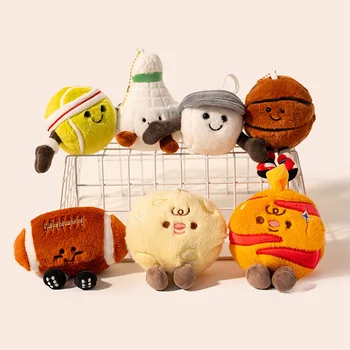 Creative Fun Soft Keychains Soccer Badminton Volleyball Plush Toys and Bag Charms Light Fun Ball Figures