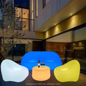 Contemporary LED Bar Furniture Set for Outdoor Garden Night Club Party Events Modern Lounge Table Chair Sofa Stool Light Stylish