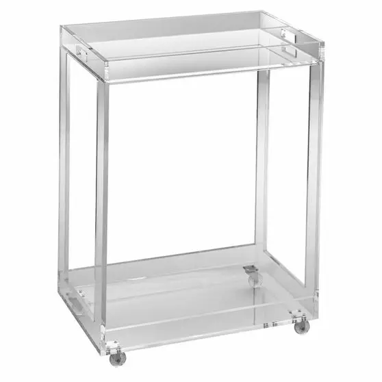 Acrylic Serving Trolley Cart Factory Custom Lucite Mobile bar Cart Trolley and Plexiglass Bar Carts Acrylic Trolley Unassembled