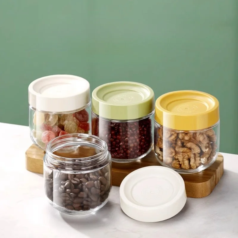 Wholesale Kitchen Glass Jar Container Covered Circular Glass Food Storage Jar