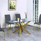 Modern Table Modernmodern Modern Simple Design Tempered Glass Table High Quality Stainless Steel Gold Leg Clear Rectangular Glass Dining Table