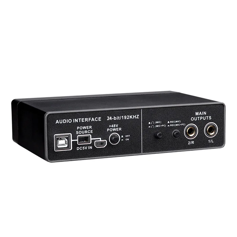 Audio Interface Music Sound Card External Condenser Microphone Recording for Pc Recorder Computer Studio Live