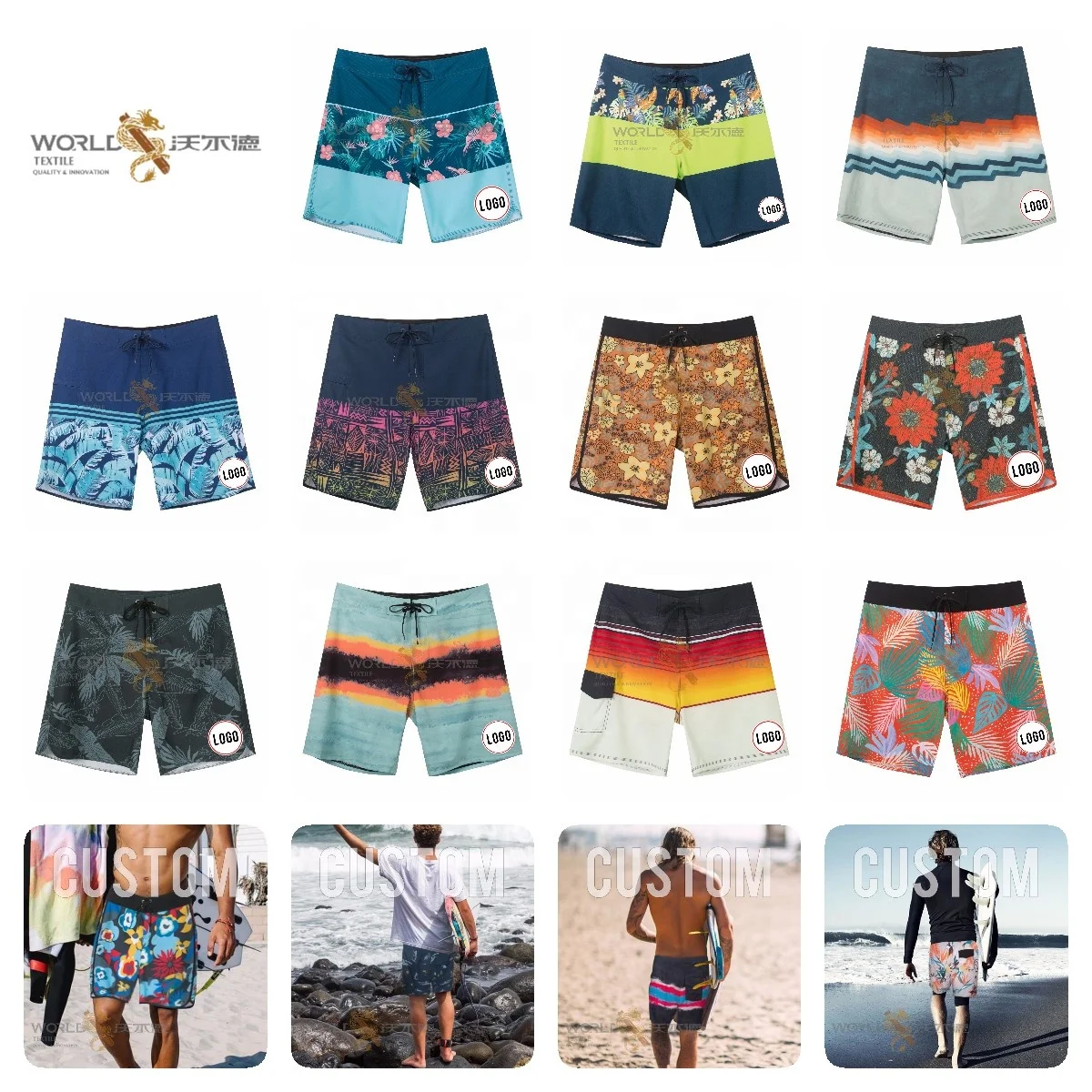 Wholesale 19" Surfcuz Surf Board Shorts 4 Way Stretch With Low Moq