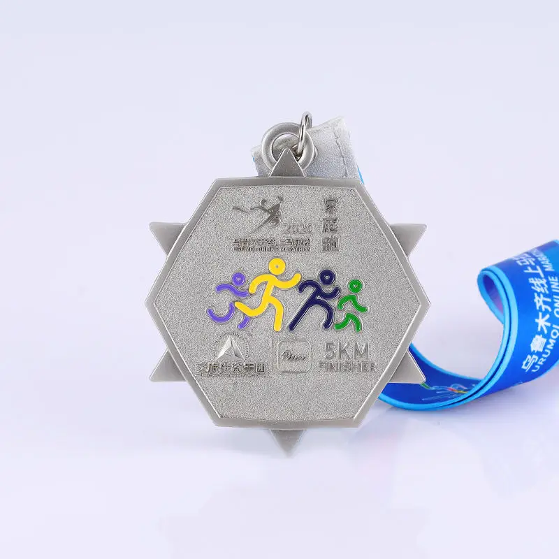 Unique Design Custom Logo Shiny Metal Award Zinc Alloy Glitter Running Marathon Hollow Round Medal details