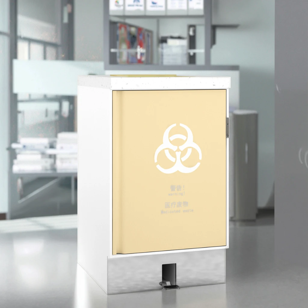 Eco Stainless Steel Foot-Pedal Waste Segregation Cabinet 820mm for Hospital Use with Twin Bucket System Antibacterial Coating 5