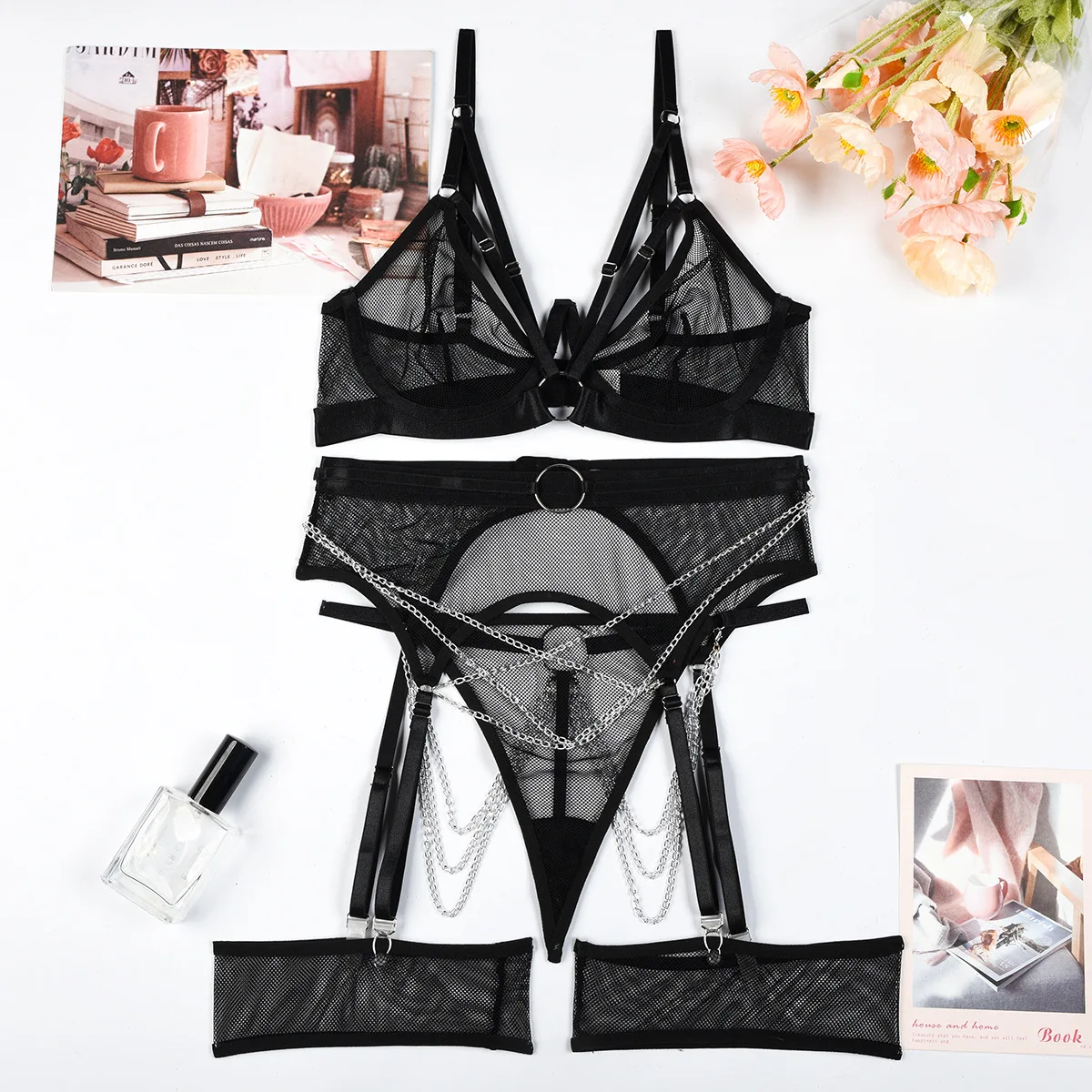 Lingerie Femme, Ensemble Lingerie Dentelle Garance Noir