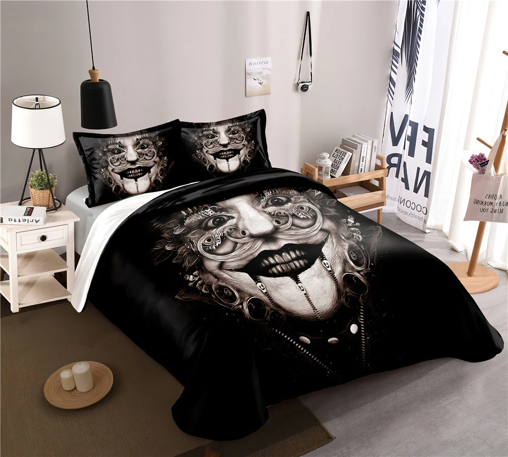 Hot New Design 3d Printing Fashion Comforter Bedding 100 Polyester Black Duvets Cover Sets