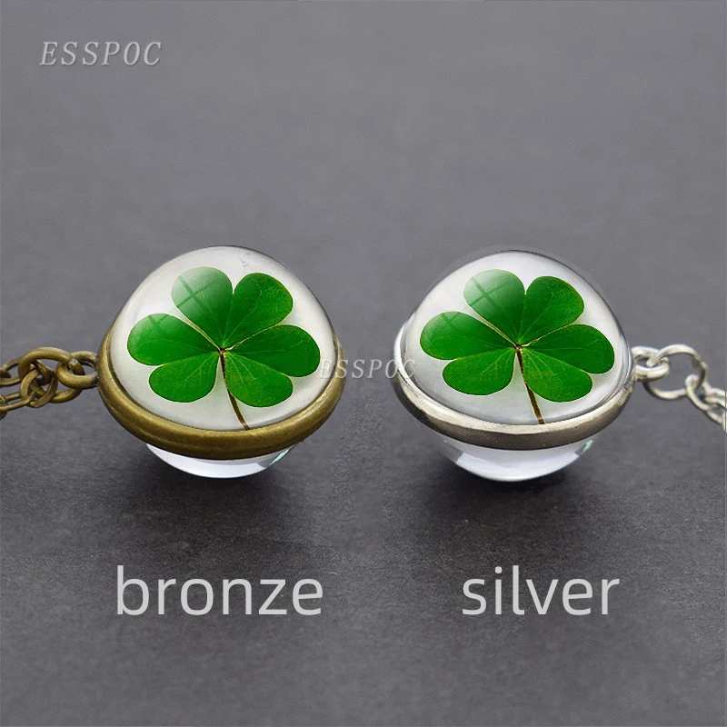 Four Leaf Clover Necklace Lucky Charm for Patrick's Day