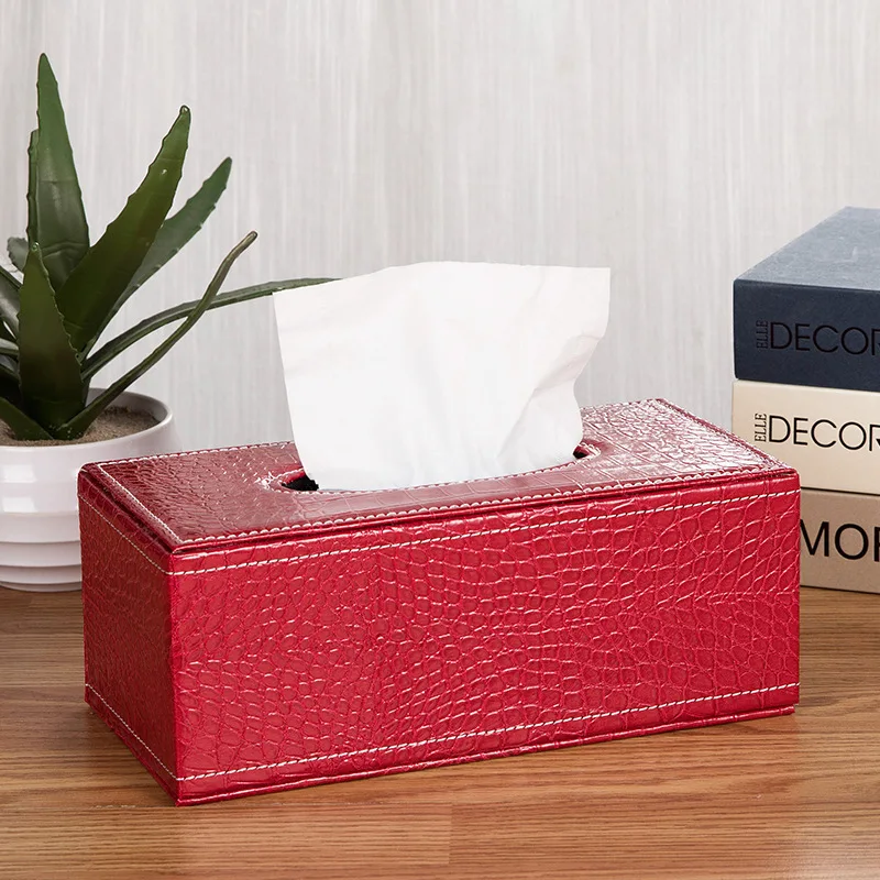 Luxury Design Plain Rectangular Soft Pu Leather Gold Napkin Holder Tissue Box with Cover for Hotel Farmhouse