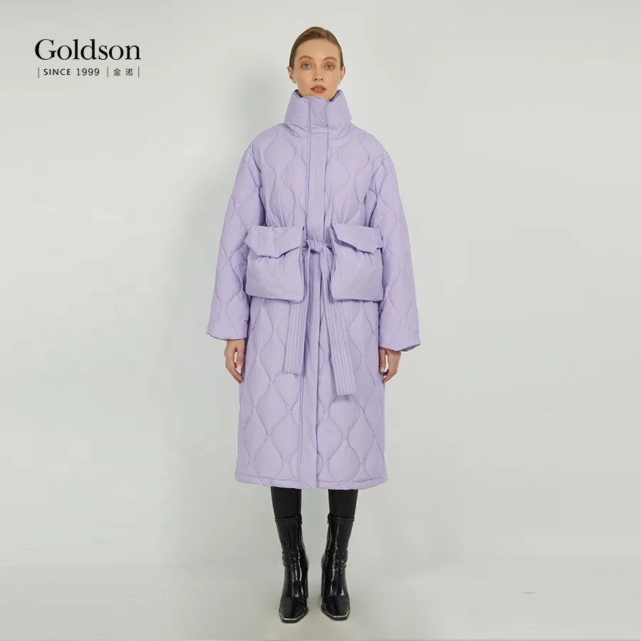 New Arrival Custom Logo Iconic Down Coat Knee Length Onion Cut Women White Duck Down Jacket for Winter