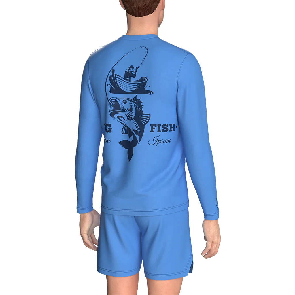 Custom Wholesale Sea Fishing Anti-UV 5xl Shirts Long Sleeve Custom  Sublimation Polyester Spandex Fishing Shirt