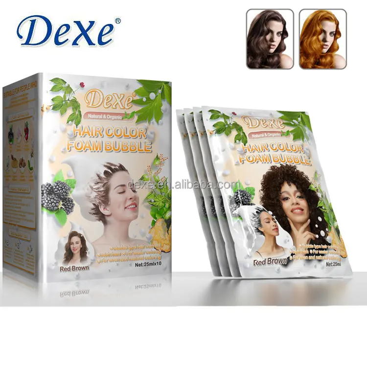 DEXE Best Quality Hot Sale for Black Brown Red Hair Dye Herbal Cream Hair Color Shampoo 100% Perfect Cover Grey White Gray Hair