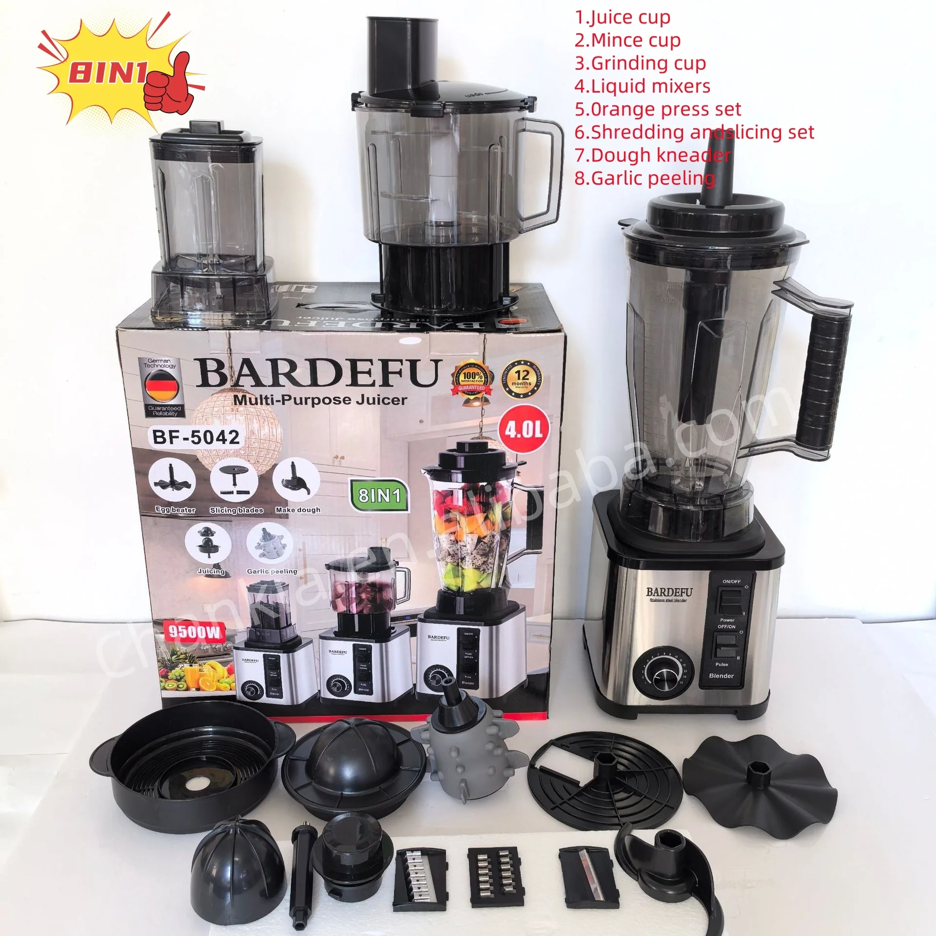 BARDEFU Commercial Kitchen 8 in 1Blender Fresh Orange Industrial Grinder Extractor and Smoothie Juicers Machine Mixers Blender