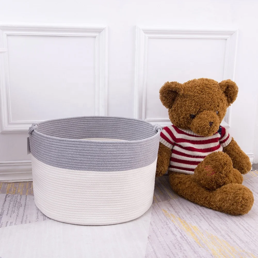 Grandi Cesti per Coperte per il Soggiorno, Cesti porta Giocattoli Cesto intrecciato in corda di Cotone per Bambini, Organizer per Giocattoli del cane Cesta per Biancheria Lavanderia (Grande, Elefante