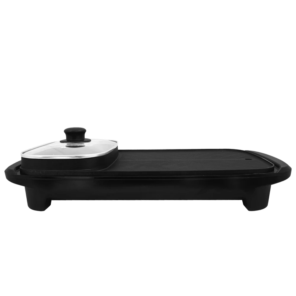 Square Cooking Frying Grill Pan and Hot Pot Electric Korean Non Stick Bbq Cook Griddle Skillet With Hotpot Multi Purpose 2 in 1