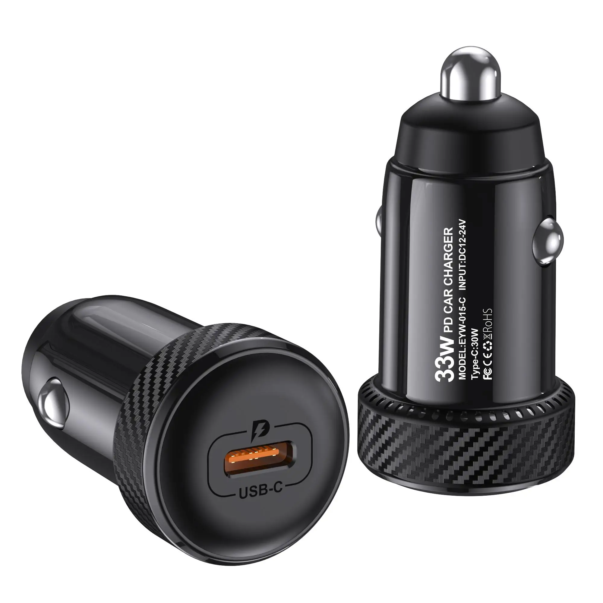 33W PD Type-C SCP 快速车载充电器 MINI PC 防火材料点烟器适配器 适用于 Android 手机