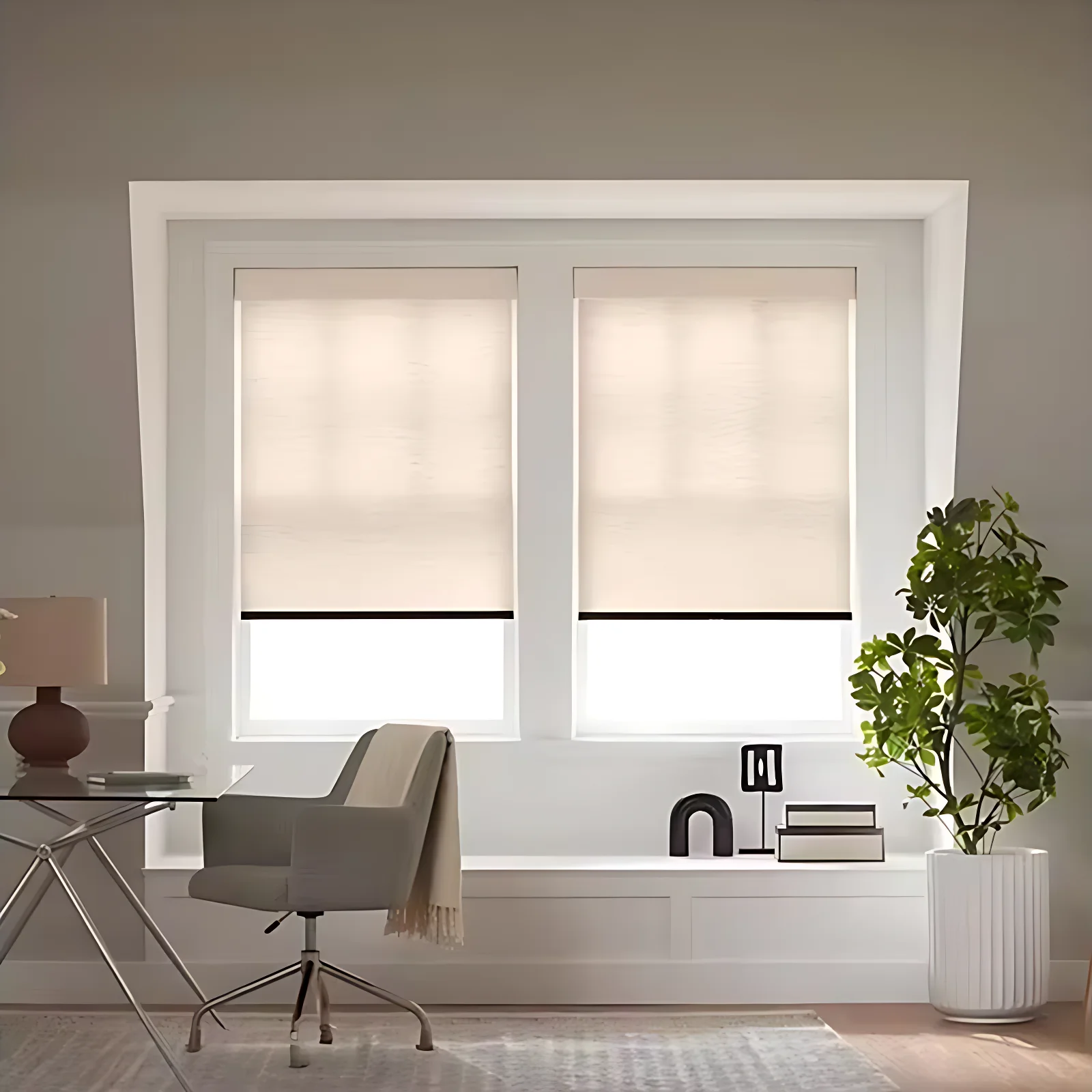 Motorised Roller Shades Custom Size-100% Polyester Fiber Motorised Blinds with Blackout for Home Everyday Use