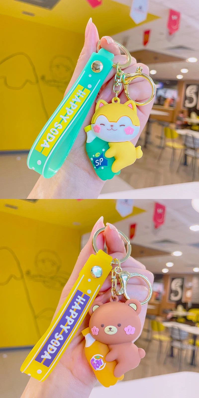 product cartoon soda animal 3d keychain pendant suitable for school bag pendant decoration christmas doll gift decoration wholesale232-61