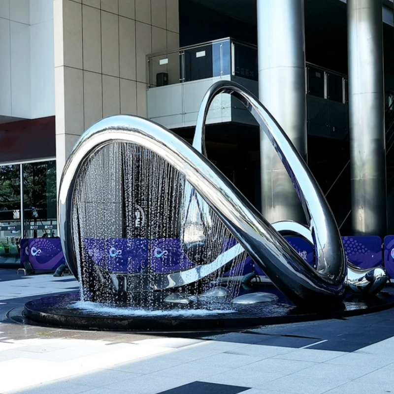 Garden Water Ripple Feature Statue Stainless Steel Mirror Fountain ...