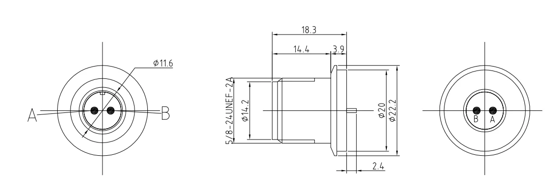 MIL-C-5015 Hermetic Circular Connectors 2 Pin Male Socket Sensor for Glass Sintering Technology
