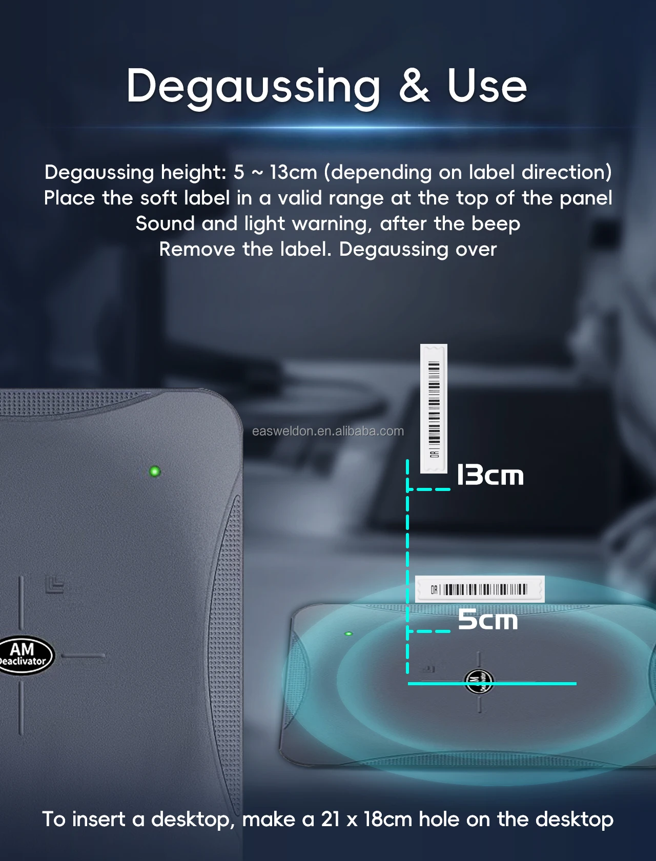 EAS Am Label Deactivator Anti Theft Store Security Alarm for Deactivate Soft Label Barcode