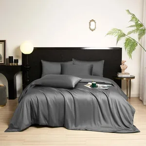 100% Bamboo Solid Woven Nondisposable 300tc All-Season Simple Quality Customizable Luxury Wedding Fitted Bed Sheet Set Duvet