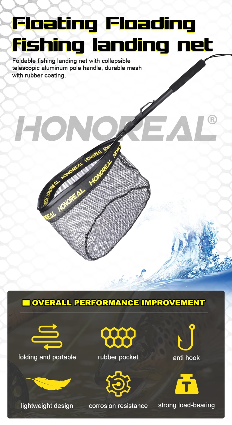 HONOREA Trout Fishing Rubber Coated Landing