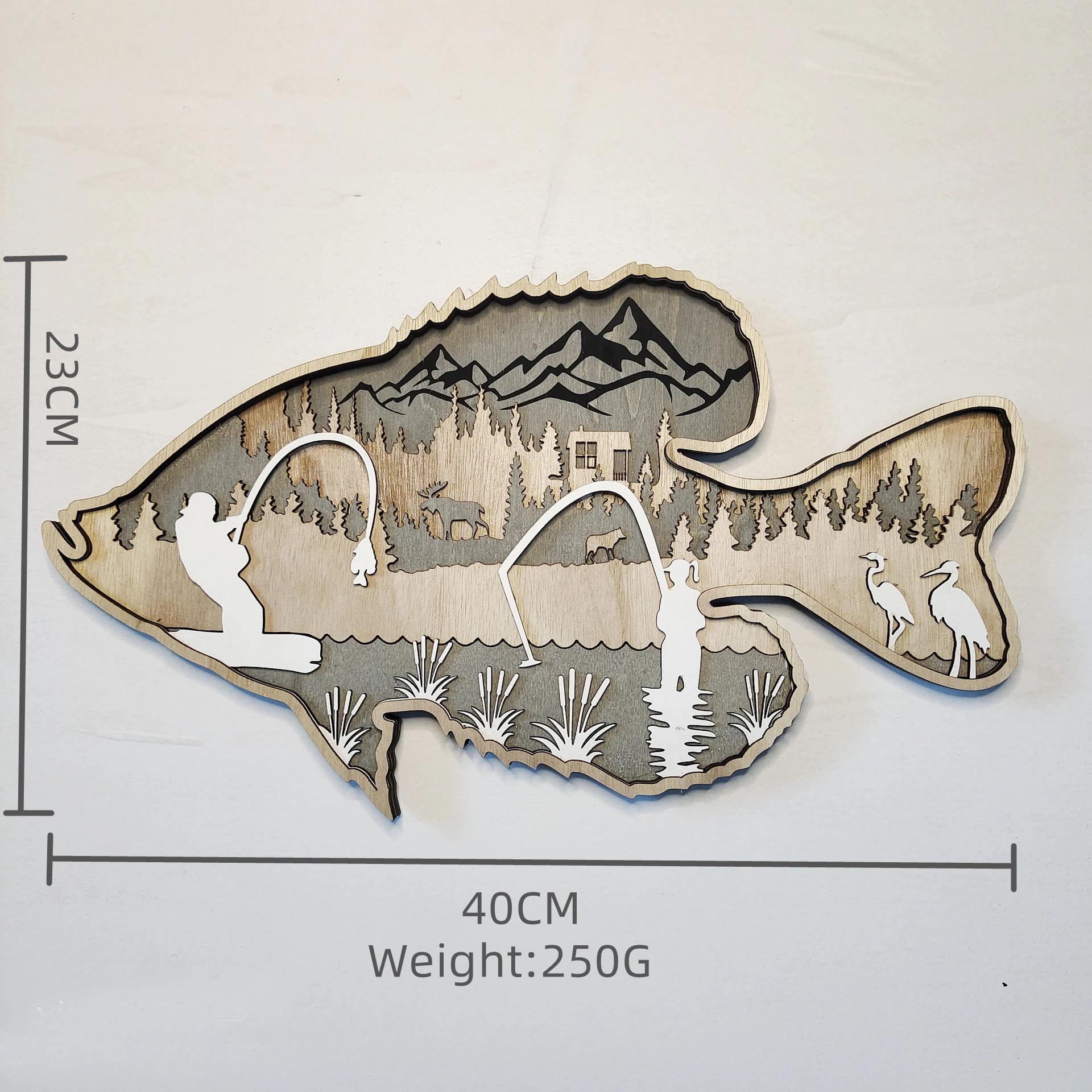 壁掛けアート木彫り魚ホーム農家の装飾サメの森木彫りクラフト