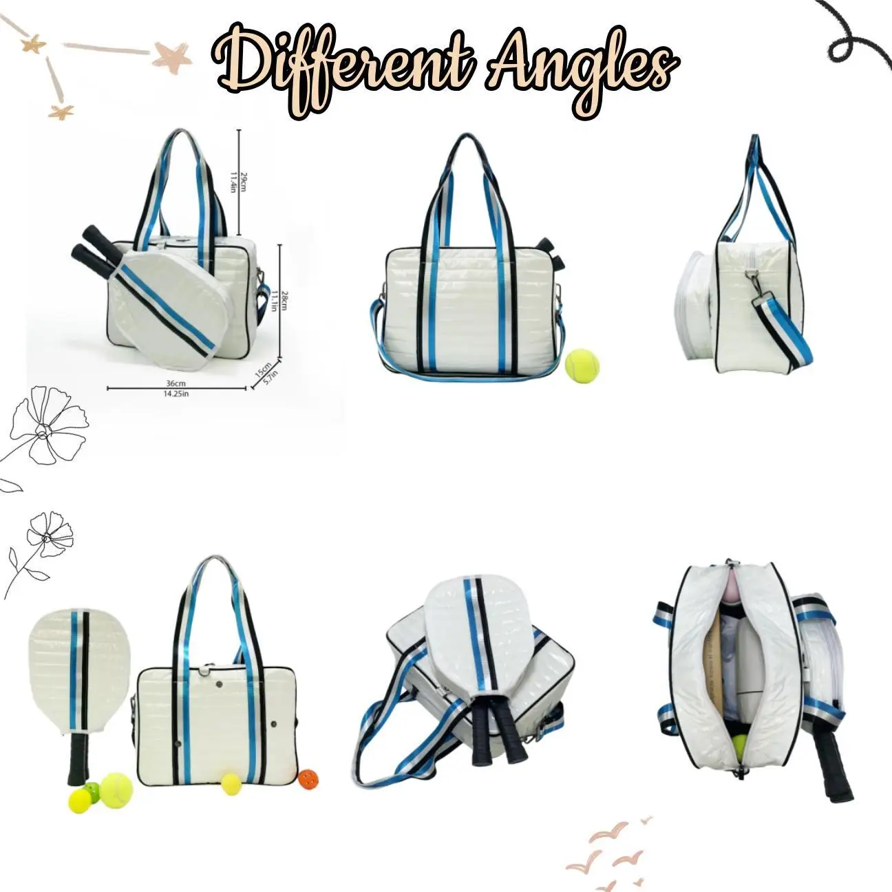 Ready To Ship Sports Pickleball Holder Sling Racket Tennis Paddl Bag Tote Carry Bag Travel