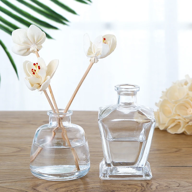 Wholesale 100ml Clear Round Square Empty Glass Reed Diffuser Bottle