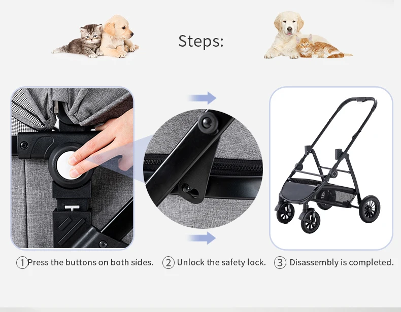 Luxury Pet Dog Cart Trolley Carrier Strollers Breathabletravel Outdoor  Pushchair Separation Four-wheeled Folding New