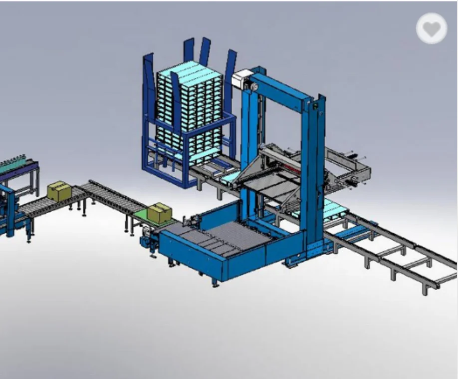 Whole Layer Carton Box Low Level Gantry Palletizer Stacking Pallet Wrapping Machine Line