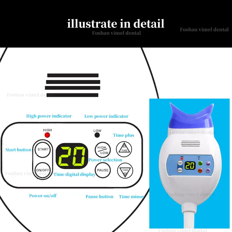 Dental Chair Unit with 8pc Blue LED Light 20-Minute Teeth Whitening Accelerator Tooth Bleaching Machine Cleaning Filling Teeth