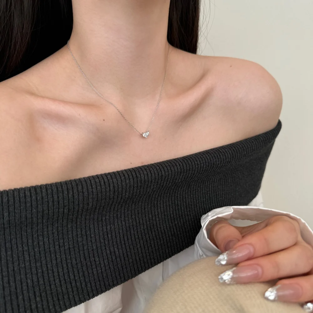 KAKODIY Simple Design Fashion Jewelry 925 Sterling Silver Rhodium 18K Gold Plated Tiny Love Heart Pendant Necklace with 5A Zirconia detail 8