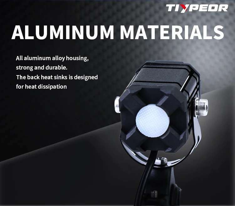 TIYPEOR Motorcycle Mini Spotlight Devil Eye Super Bright High Power Aluminum Auxiliary Headlight High/Lo Beam Off-road Fog Light details