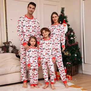 Wholesale Cartoon Printed Long Sleeve Set Cotton Christmas Pajamas Family Christmas Family Pajamas Sets
