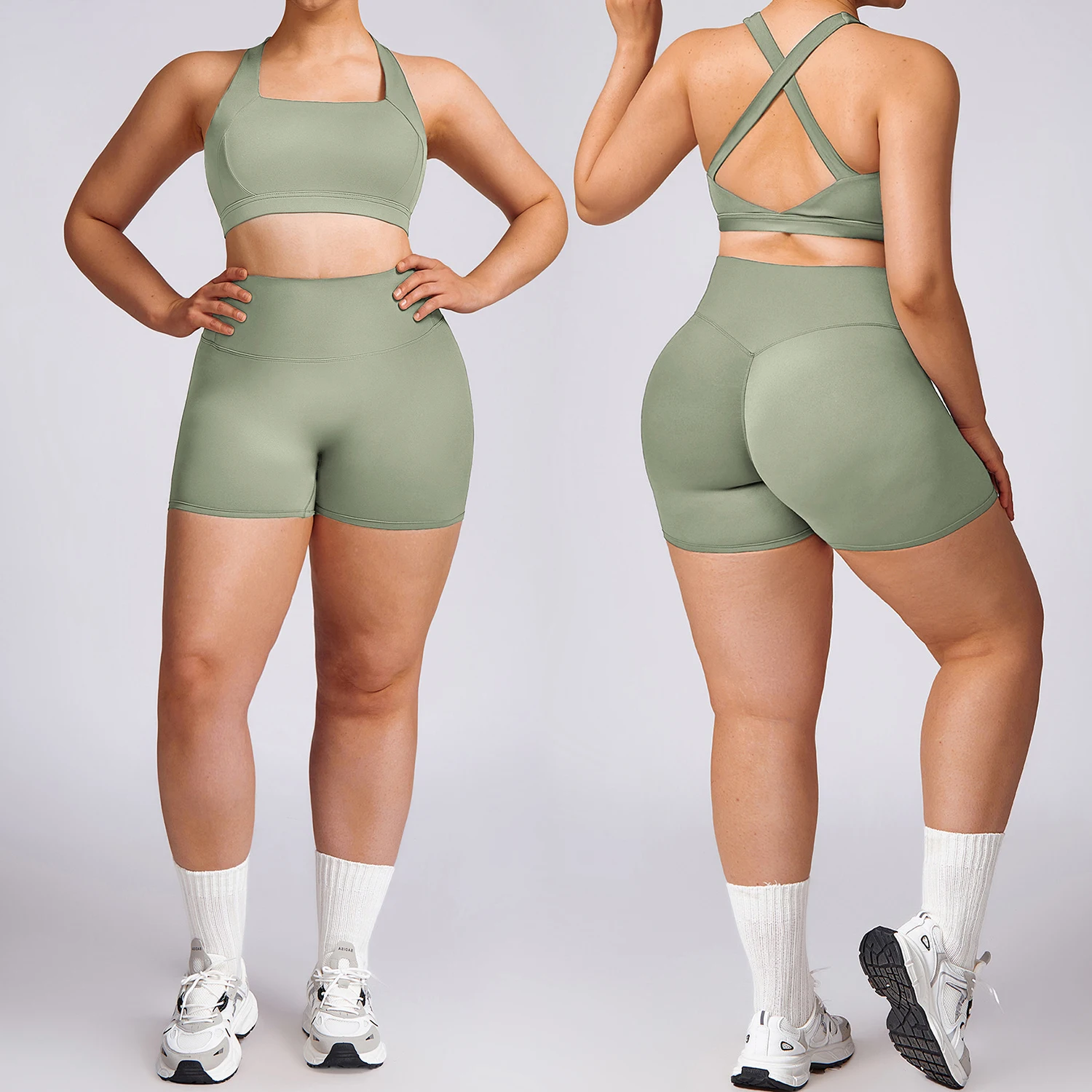 DTZ8047-1 Professional Women's Gym Training Yoga Suit Quick-Drying Nude Spring Shorts for Morning Jogging Exercise Fitness