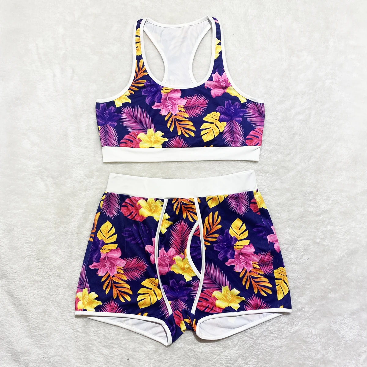 Custom Women Boxer And Crop Top Two Piece Pajamas Shorts Sets Buy