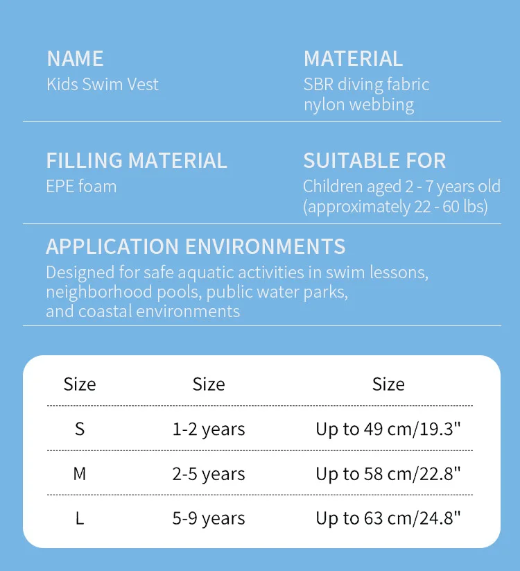 product supplier kids neoprene swim floating vest epe foam child baby life jacket toddler aid lifejacket for children-16