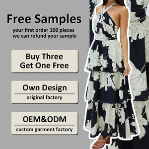Custom Dresses Women Lady Elegant Ladies Designer Summer Dress for Women Clothing Manufacturers Floral Women's Casual Dresses