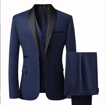 Men formal tuxedo quality man suit coats zipper fly wedding jacket pants for men